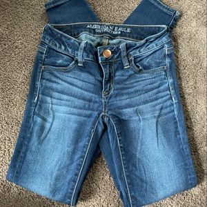 American Eagle outfitters super stretch size 0 long, Super low rise jegging